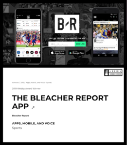 Bleacher Report Webby Award Screenshot